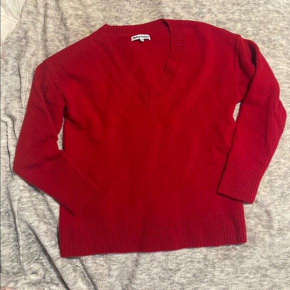 Reformation Brit Regenerative Wool Sweater in Red - Picture 3 of 6